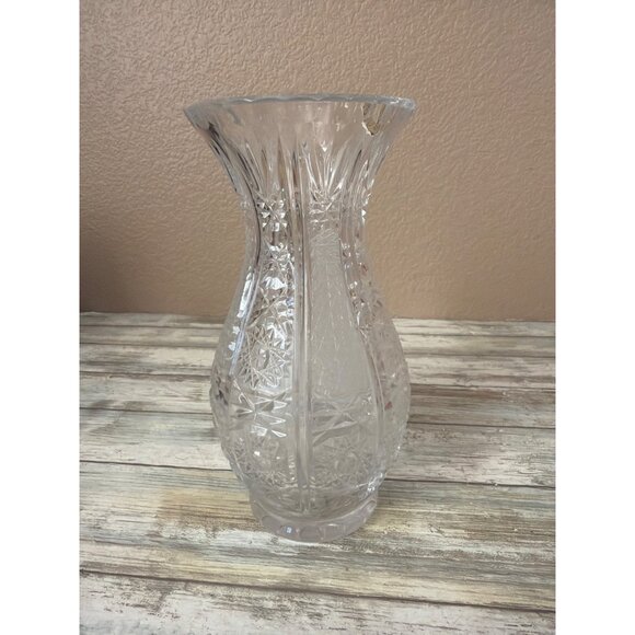 Vintage Julia Made in Poland Hand Cut Lead Crystal Vase 24% PbO 8" - Picture 2 of 8
